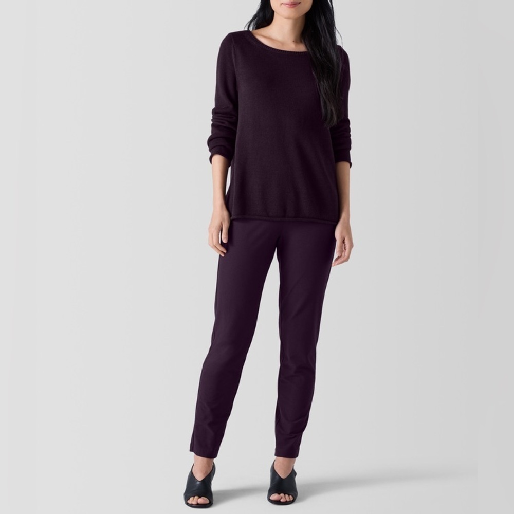 Eileen Fisher Washable Stretch Crepe High Waisted Pant in Violette minimalist
